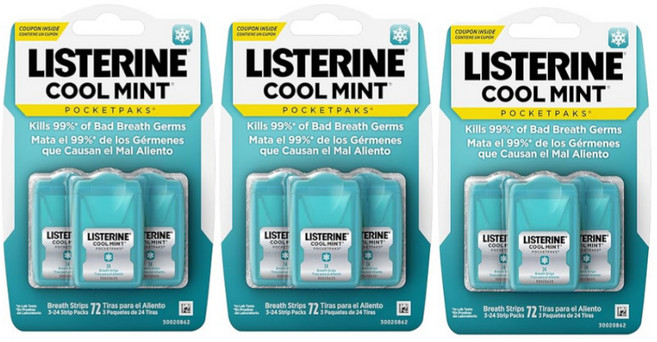 리스테린 쿨민트 포켓팩 필름 3개입 x3개 구취제거 입냄새제거 휴대용, 3세트