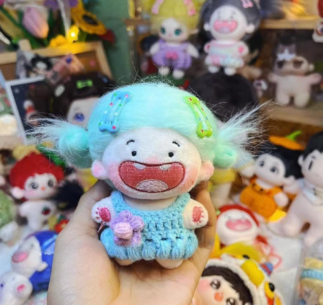 티니숲속 10cm인형 별자리 뜨개 인형옷 키링 모루인형옷 열쇠고리, 스카이블루 플라워 원피스, 1개, 혼합, 10cm