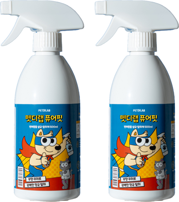 펫디랩 퓨어핏 500ml 스프레이형 강아지 고양이 살균 소독 탈취제 반려동물 냄새제거, 2개