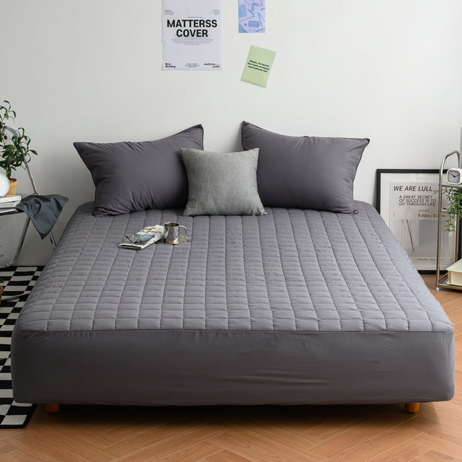 [알렌드리] 국산 순면 누빔 매트리스커버 침대 시트 매트 패드 S/SS/Q/K/LK