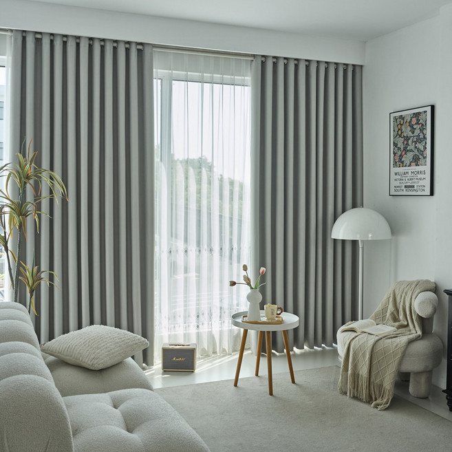 커튼콜 헤이즈 암막커튼 2장/99% 빛차단 단열 거실 안방 창문커튼