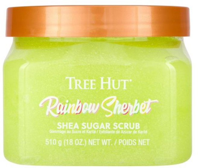 트리 헛 시어 슈가 스크럽 트로피컬 망고 18온스 초수분 및 각질 제거 스크럽으로 영양 필수 바디 케어를 제공합니다, Rainbow Sherbert