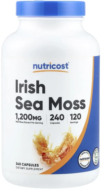 행복하고 건강하게 Nutricost 아이리쉬바다이끼 캡슐 240정(캡슐 1정당 600mg) 백년회로하세요, Nutricost아이리쉬바다이끼캡슐240정캡슐1정당60, 1개 - 쿠팡