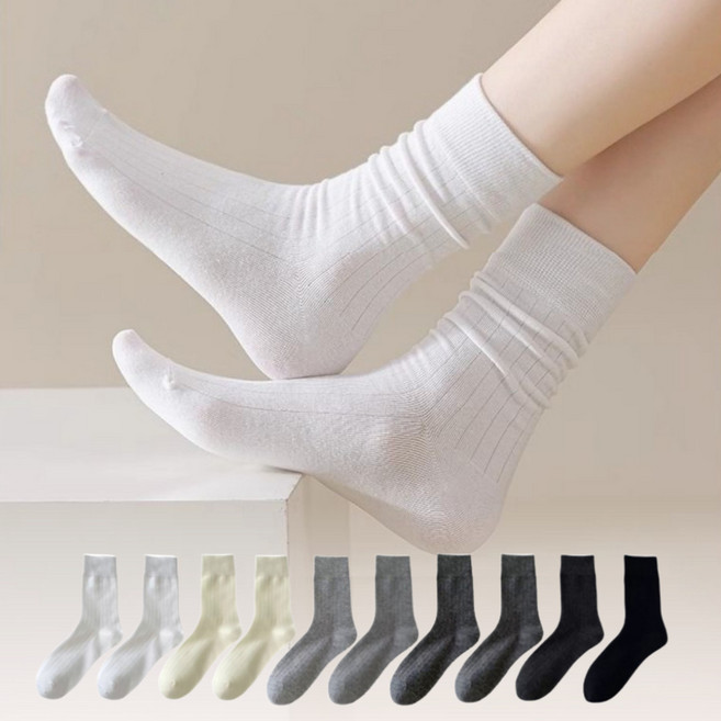 슬림 골지 여성 중목 양말 10켤레