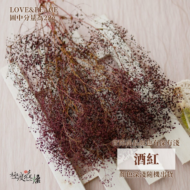 大地農園 永生滿天星 漸變 花材, Love&Peace 酒紅,深紅,原裝包約20~25克／珍妮&叮噹約10g