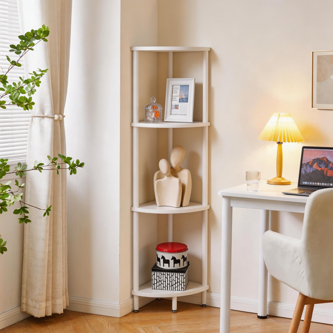 에코소라노 다용도 다층 수납장 모서리 코너장 좁은 공간 수납 선반, 화이트WBC014W