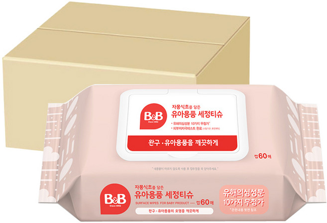 비앤비 자몽식초를담은 소독티슈 60매8개 제균티슈 FR, 60매, 12개