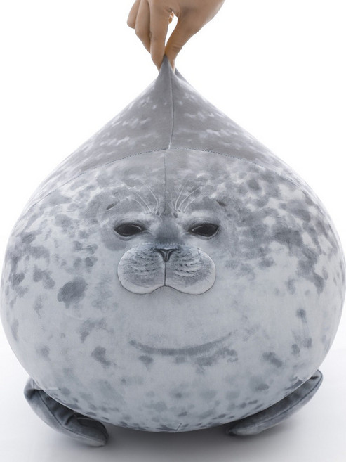 하프 물범 인형 물개 대형 쿠션 베개 오사카 누운 바다표범 20cm, 다크그레이 눈을 뜬