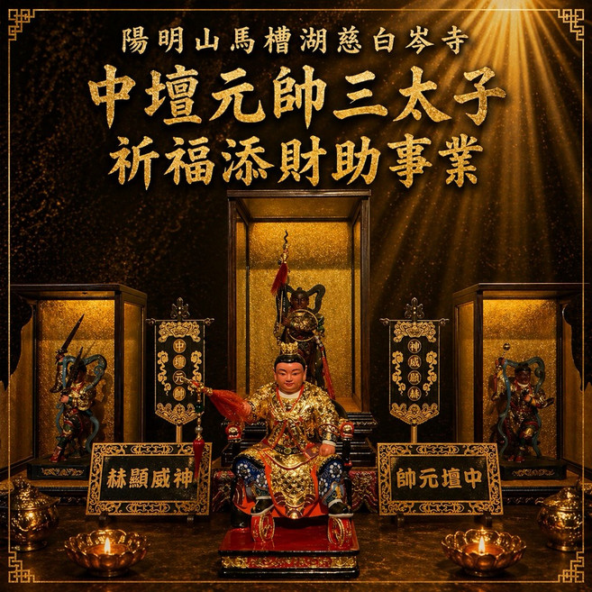 陽明山馬槽湖慈白岑寺 中壇元帥三太子 祈福添財助事業, 1個, 中壇元帥三太子開運添財金小份+贈結緣品