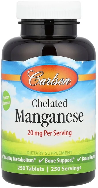 칼슨 킬레이트 망간 20mg 250정, 1병 - 쿠팡