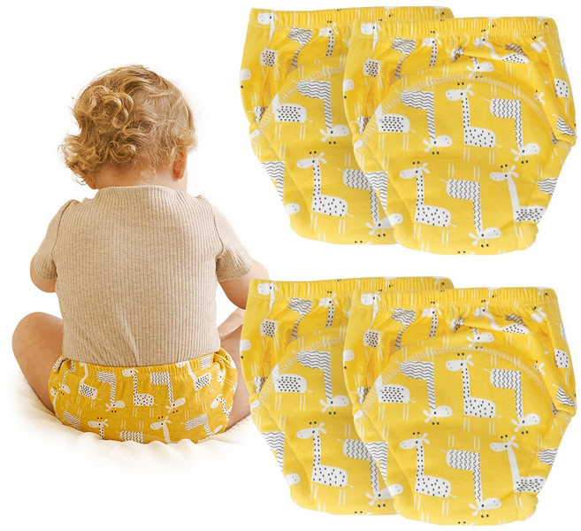 아띠래빗 순면 6중 방수 배변훈련팬티 4P, 노랑기린, 1세트