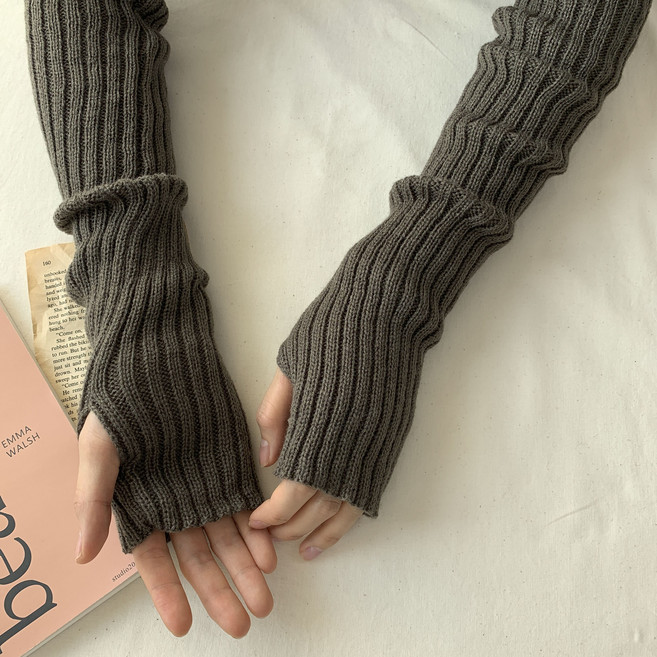 블루씨티 롱롱 두툼한 골지 니트 암워머 핸드워머 팔토시 장갑