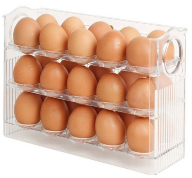 미니플랜 30구 자동 계란 트레이 3단 보관함, 투명 일체형