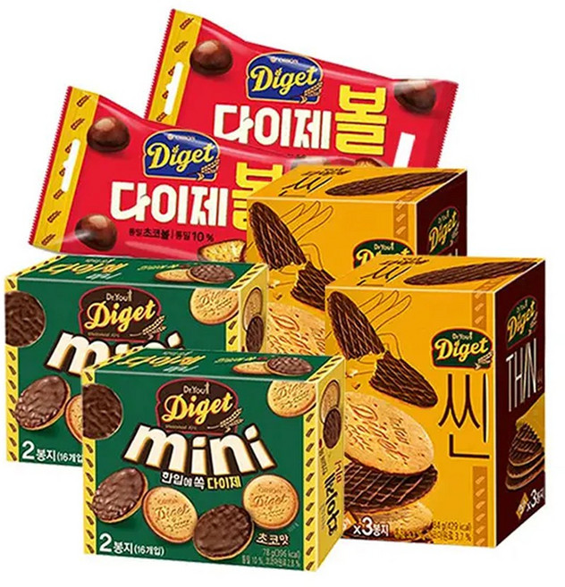 오리온 다이제씬 84g+미니 80g+다이제볼 42g, 2세트, 206g