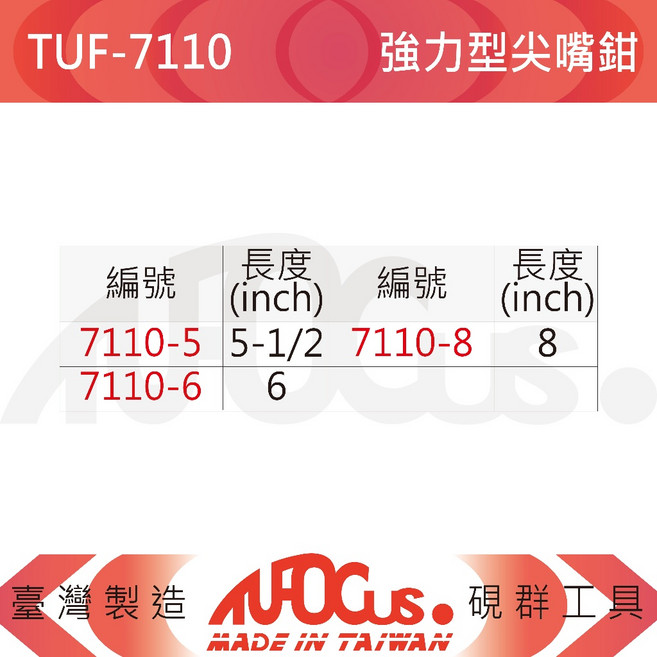 TUFOCUS TUF-7110 強力型尖嘴鉗, 1個, TUF-7110-6 (6吋)