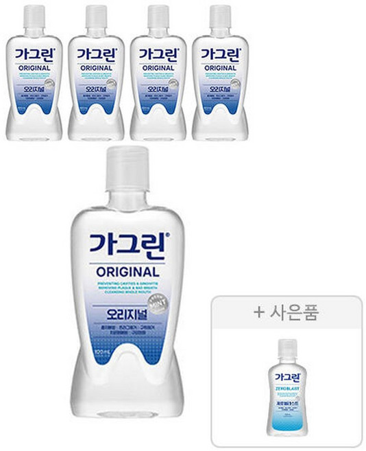가그린 오리지널 820ml 5개 + 증정(제로 블라스트 100ml 1개)