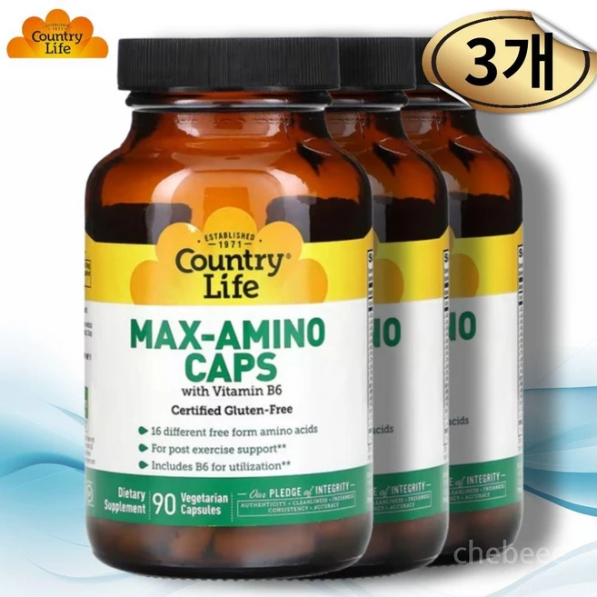 컨트리라이프 맥스-아미노 글루텐 프리 베지테리안 캡슐, 90정, 3개 - 쿠팡