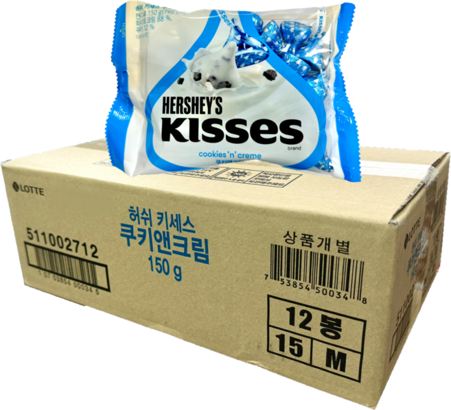 롯데제과 허쉬 키세스 쿠키앤크림 150g x12 (1박스), 12개