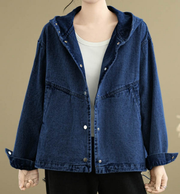 드레스허그 레일텐 루즈 후드 데님 셔츠자켓 2color