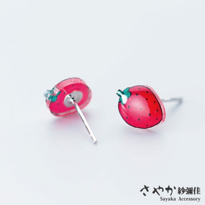 Sayaka紗彌佳 925純銀 草莓造型耳環