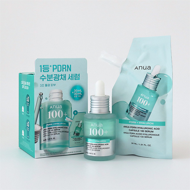 아누아 PDRN 피디알엔 히알루론산 캡슐 100 세럼 본품+리필 기획, 1개, 60ml