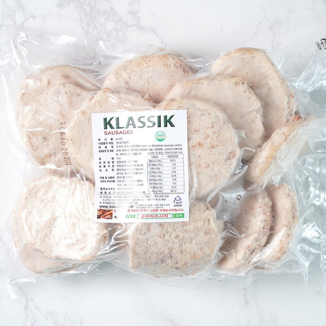 아메리칸 소시지 패티 작은사이즈 42~44g씩 24~25개입 Small Size American Patty, 1kg, 1개