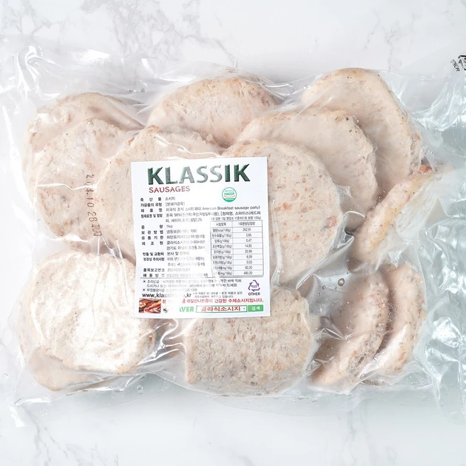 아메리칸 소시지 패티 작은사이즈 42~44g씩 24~25개입 Small Size American Patty, 1kg, 1개 - 쿠팡