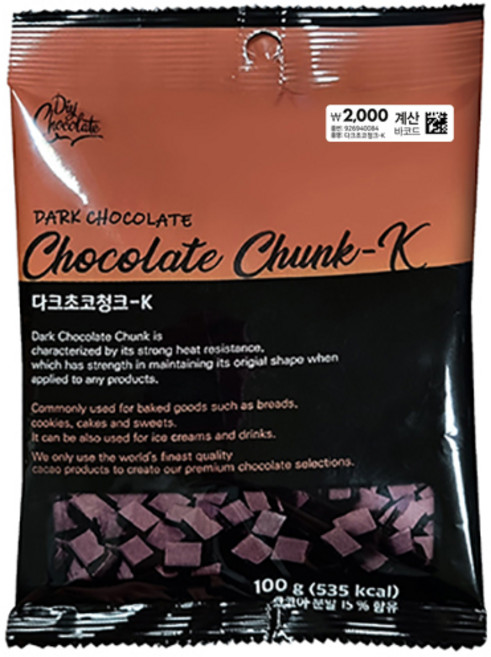 모카앤초코 다크초코청크-K, 1개, 100g