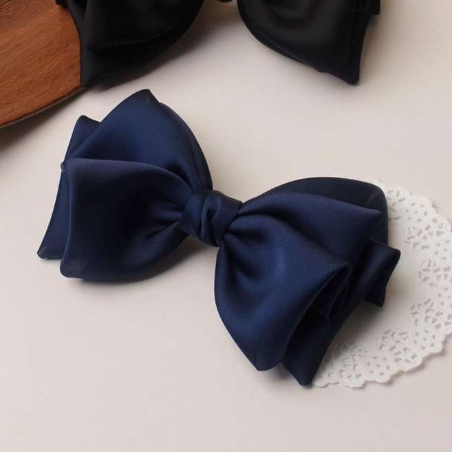 초콜리트쥬얼리 제니브 8컬러 새틴 풍성한 플리츠 리본 여성용 가을 데일리 반머리 헤어 자동핀