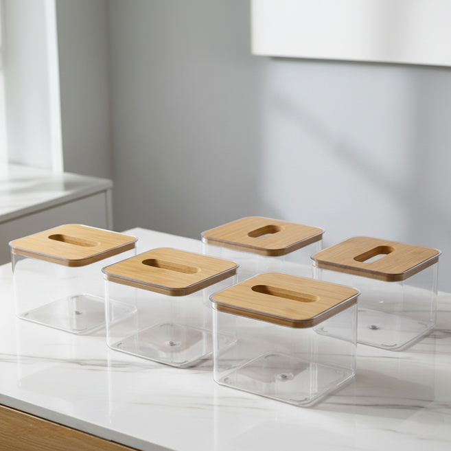 스탠다 업소용 냅킨 통 홀더 정사각 티슈 케이스, 투명 정사각, 5개