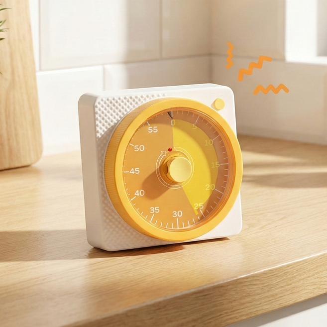 와티케 요리부터 공부까지 자석 흡착 만능 쿠킹 타이머, 1개, 옐로우