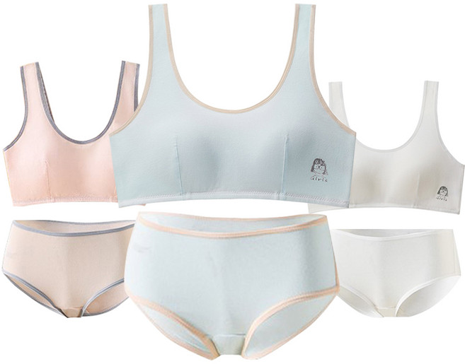 또온나 르브니 주니어 티니 브라팬티 6종 여아 속옷세트 고정형 패드 쉬운 세탁