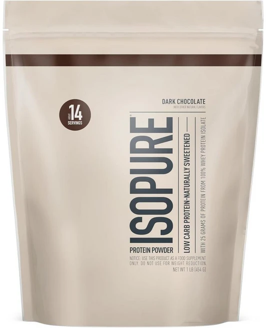 Isopure 아이소퓨어 로우 카브 프로틴 파우더 내츄럴리 스위튼드 초콜릿, 454g, 1개 - 쿠팡