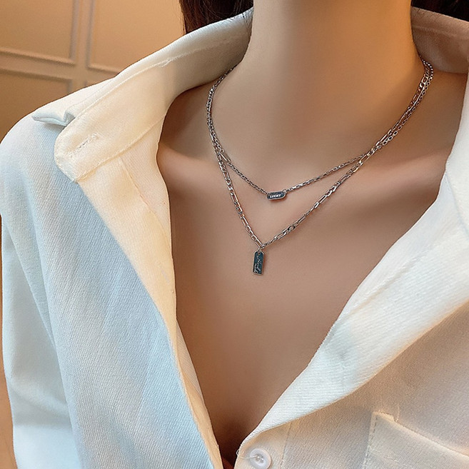 1P/2P 레이어드 체인 목걸이 두줄 2WAY 패션 데일리 티타늄