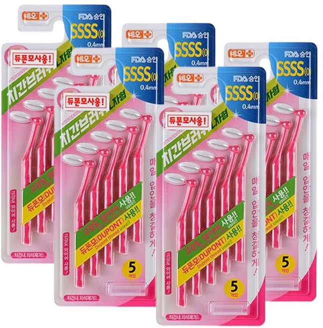 네오플러스 에버덴 치간칫솔 L형 ssss, 0.4mm, 5개입, 5개