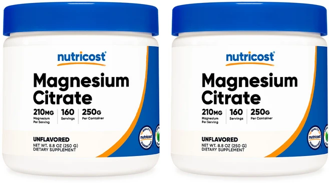 뉴트리코스트 마그네슘 시트레이트 파우더 210mg 무향 Nutricost Magnesium Citrate Powder, 250g, 2개 - 쿠팡