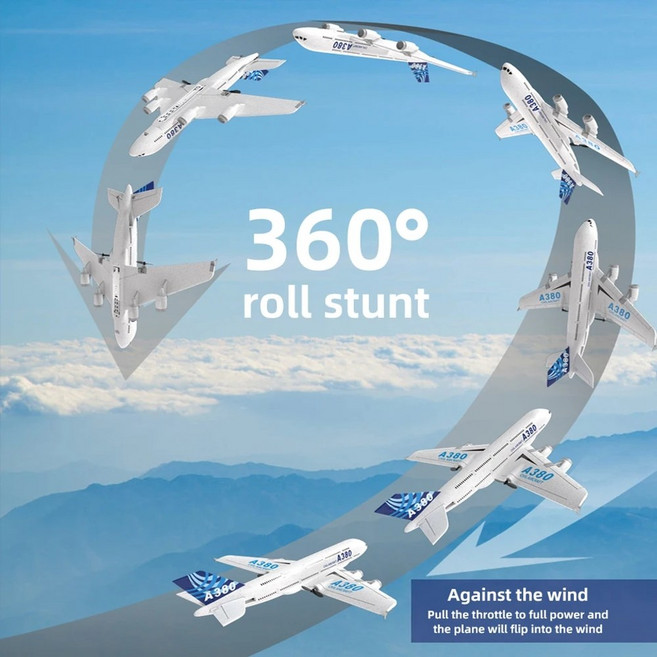 A380 에어버스 RC 비행기 2.4G 드론비행기, 3CH blue, 1개