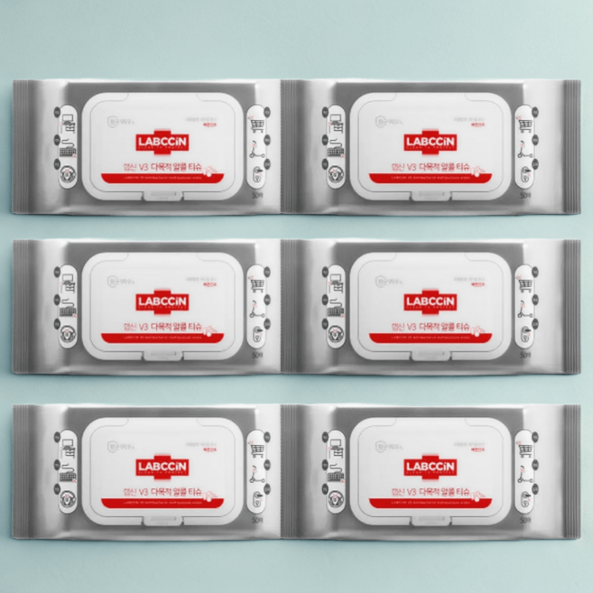 랩신 다목적 알코올 티슈 50p, 45g, 50매, 6개