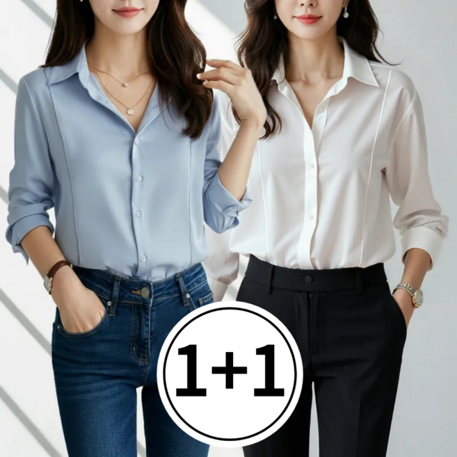 르블링 구김 없는 여성 셔츠 링클프리 블라우스 2종세트