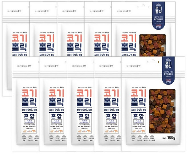 코기홀릭 져키 반려견 간식, 혼합맛, 100g, 1개