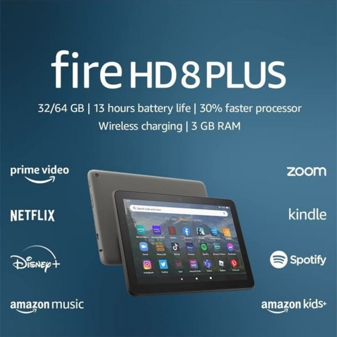 아마존 Fire HD 8 Plus 태블릿 8인치 HD 32GB 3GB램 무선충전 2022년형, 32 GB, 1개