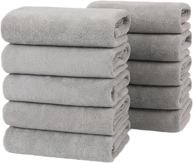 필바이브 업소용 도톰한 극세사 수건 미용실 사우나 헬스장 펫샵, 1세트, 라이트 그레이 10장