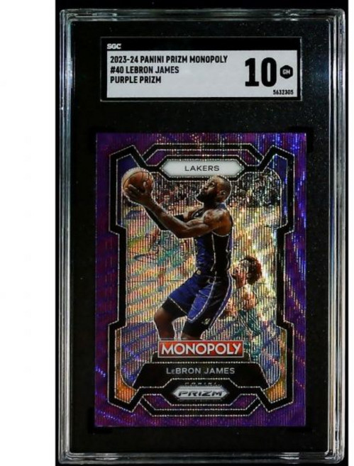 202324 파니니 프리즘 모노폴리 퍼플 40 르브론 제임스 NBA 농구 트레이딩 카드 등급 SGC 10 GEM MINT 로스앤젤레스 레이커스