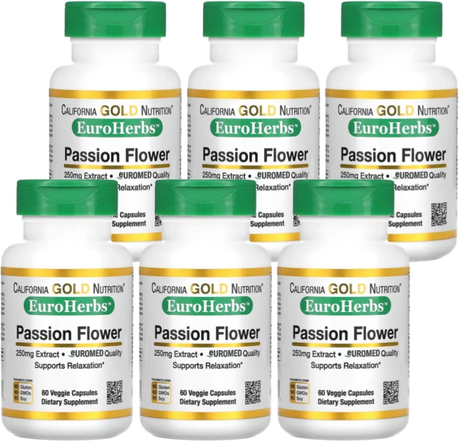 캘리포니아 골드 뉴트리션 CGN 시계꽃 패션플라워 추출물 250mg 60캡슐 6통, 6개, 60정 - 쿠팡