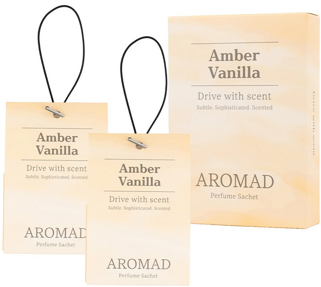 아로마드 차량용 방향제 퍼퓸 샤쉐 2P, 엠버 바닐라, 1세트
