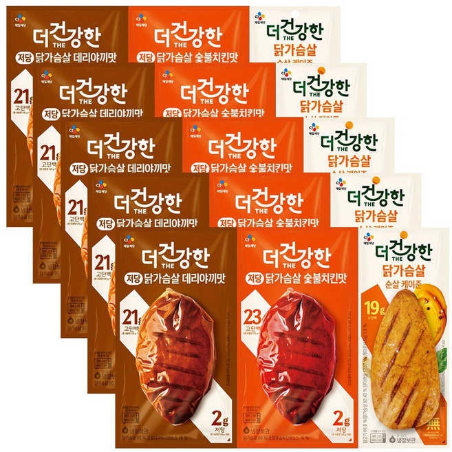 더건강한 닭가슴살 3종세트(저당데리야끼+저당숯불치킨+순살케이준), 5세트, 340g