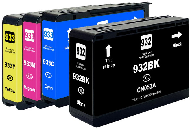 훼이머스잉크 HP 932XL/HP 933XL 호환잉크 대용량 6100 6600 6700PREMIUM 7110 7510 7610 7612, (검정+파랑+빨강+노랑), 1세트