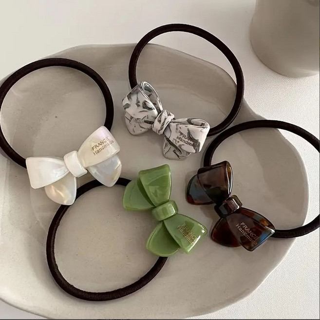 COVERONE 프렌치 감성 데일리 헤어포인트 리본 머리끈 4종 세트