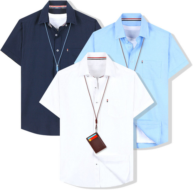 남자 반팔 와이셔츠 구김없는 옥스포드 남성 반팔 셔츠 정장 흰색 블루 빅사이즈 95-130
