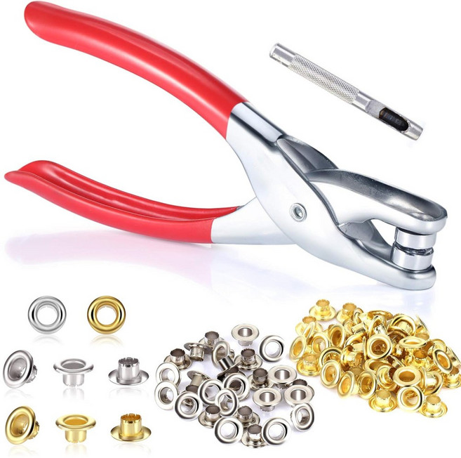 [오링 400개 포함] 로미크 아일렛 펀칭기 6mm, 1팩, 혼합색상